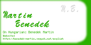 martin benedek business card